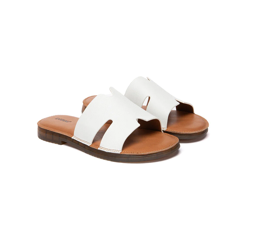 Women Slides Leather Ultra Soft Woven Flat Clovey - Image 9