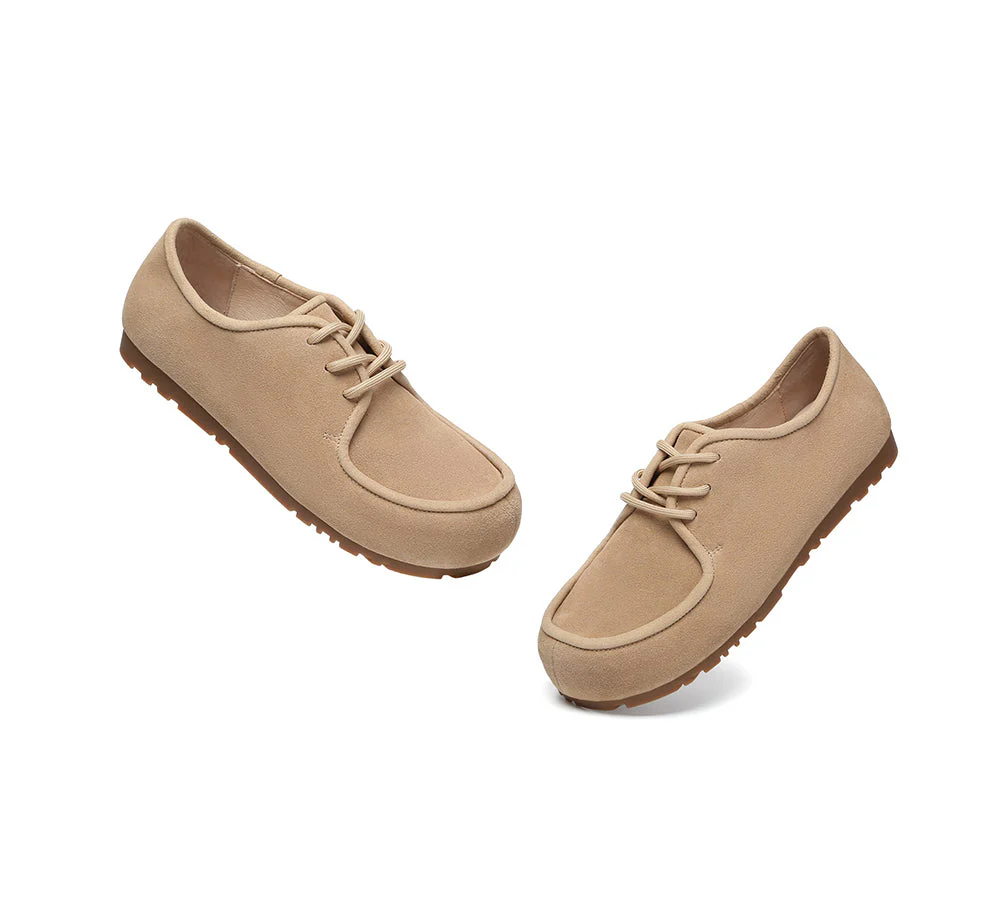 Women Suede Leather Lace Up Casual Wallabee Brandon - Image 12