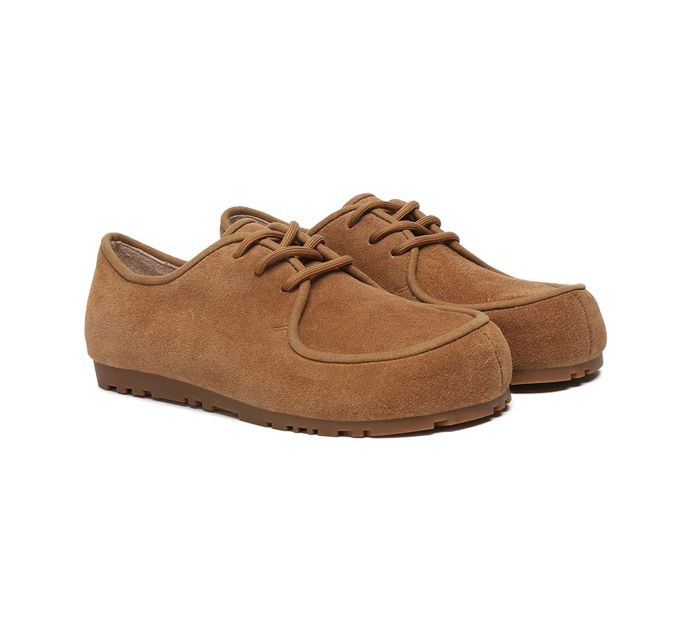 Women Suede Leather Lace Up Casual Wallabee Brandon - Image 3