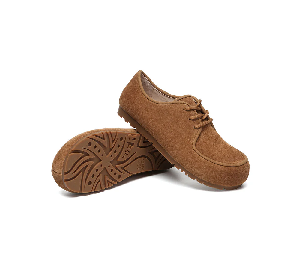 Women Suede Leather Lace Up Casual Wallabee Brandon - Image 4