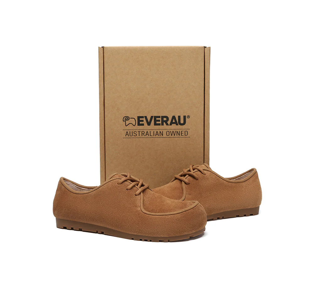 Women Suede Leather Lace Up Casual Wallabee Brandon - Image 5