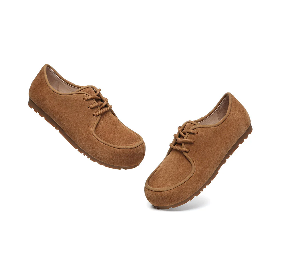Women Suede Leather Lace Up Casual Wallabee Brandon - Image 6