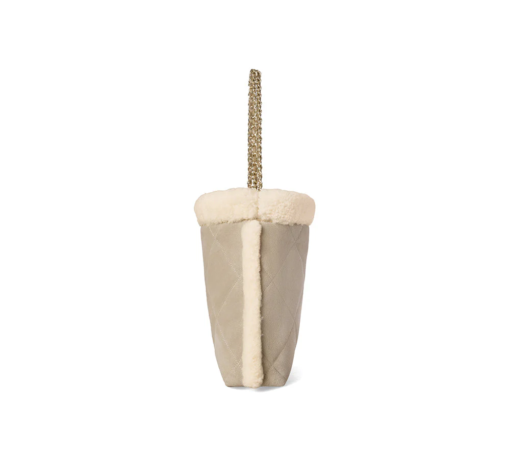 Women Suede Shearling Over Shoulder Tote Bag Diana - Image 11