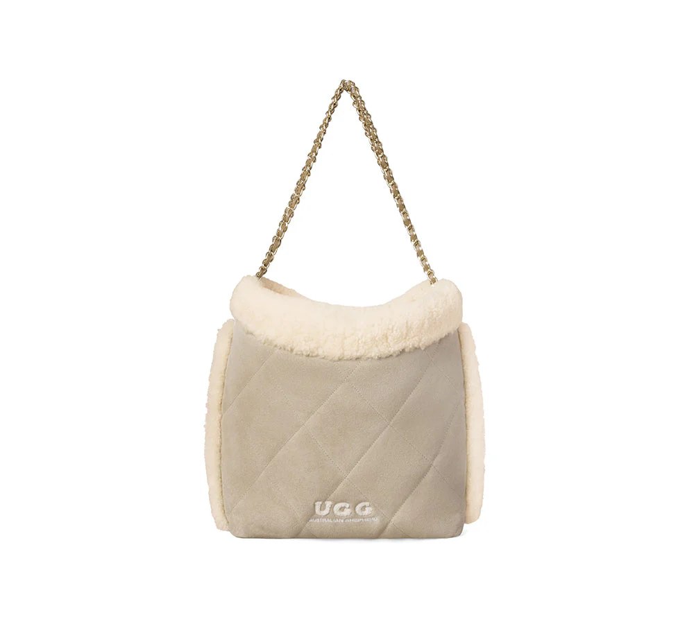 Women Suede Shearling Over Shoulder Tote Bag Diana - Image 12