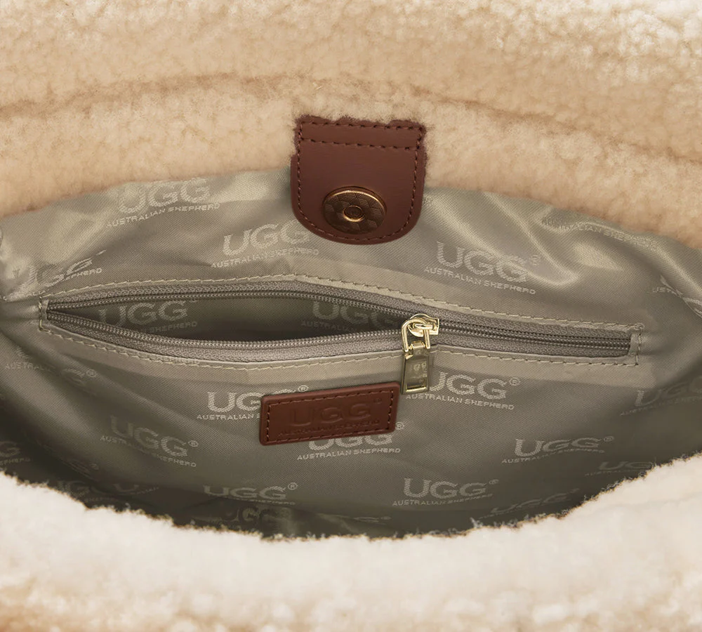Women Suede Shearling Over Shoulder Tote Bag Diana - Image 16