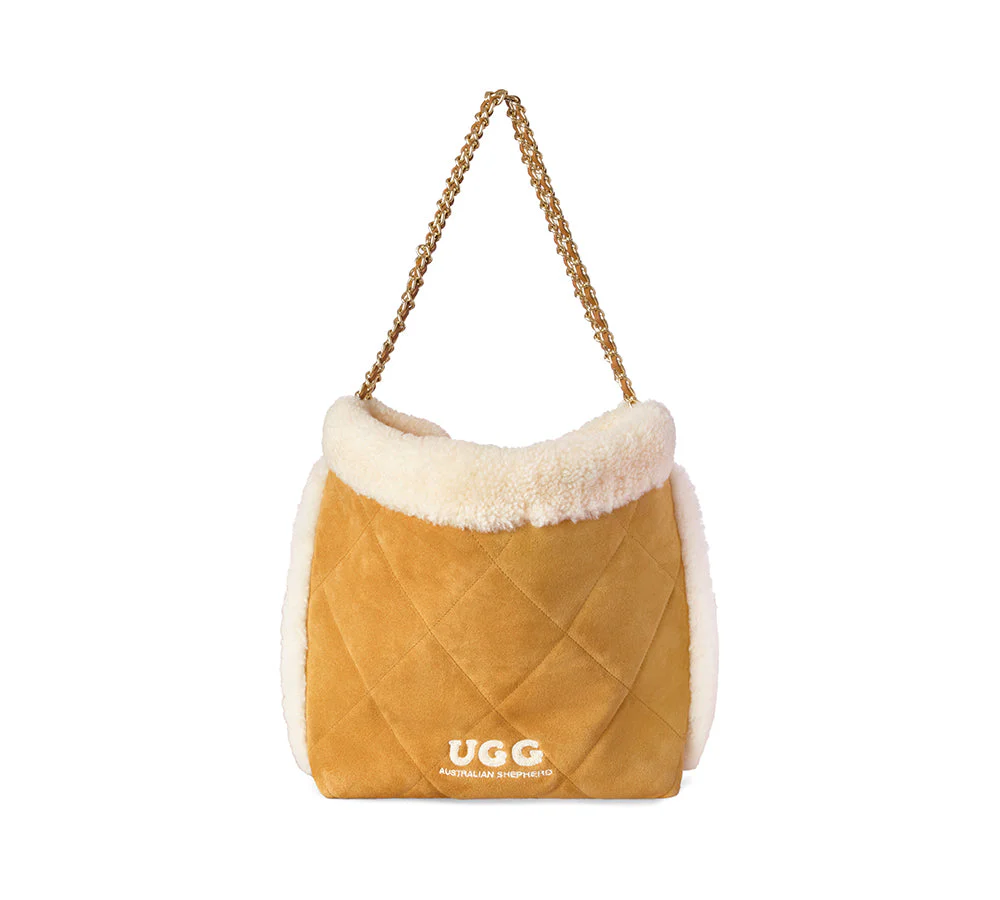 Women Suede Shearling Over Shoulder Tote Bag Diana - Image 4