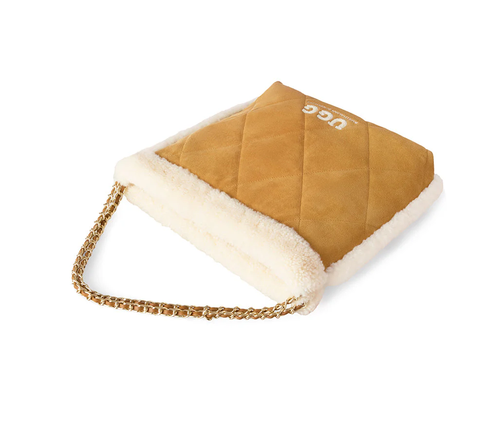 Women Suede Shearling Over Shoulder Tote Bag Diana - Image 7