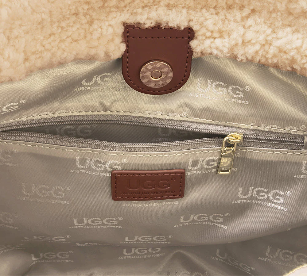 Women Suede Shearling Over Shoulder Tote Bag Diana - Image 9