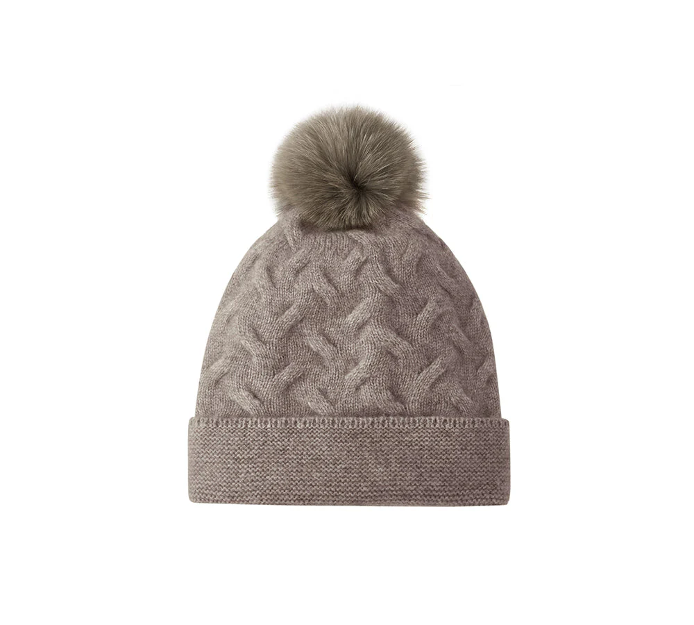 Wool Cashmere Blend Pom Pom Beanie Taffie - Image 10