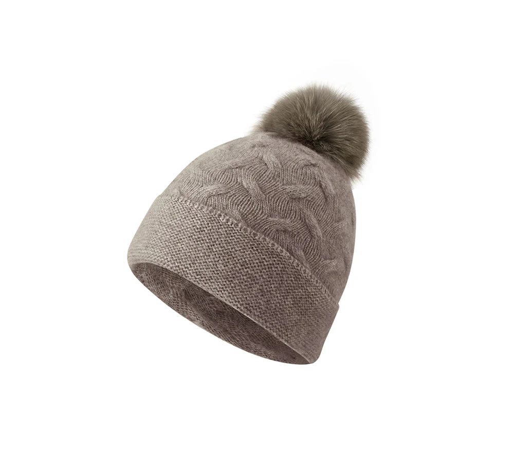 Wool Cashmere Blend Pom Pom Beanie Taffie - Image 11