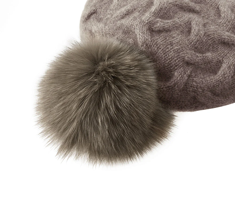 Wool Cashmere Blend Pom Pom Beanie Taffie - Image 14