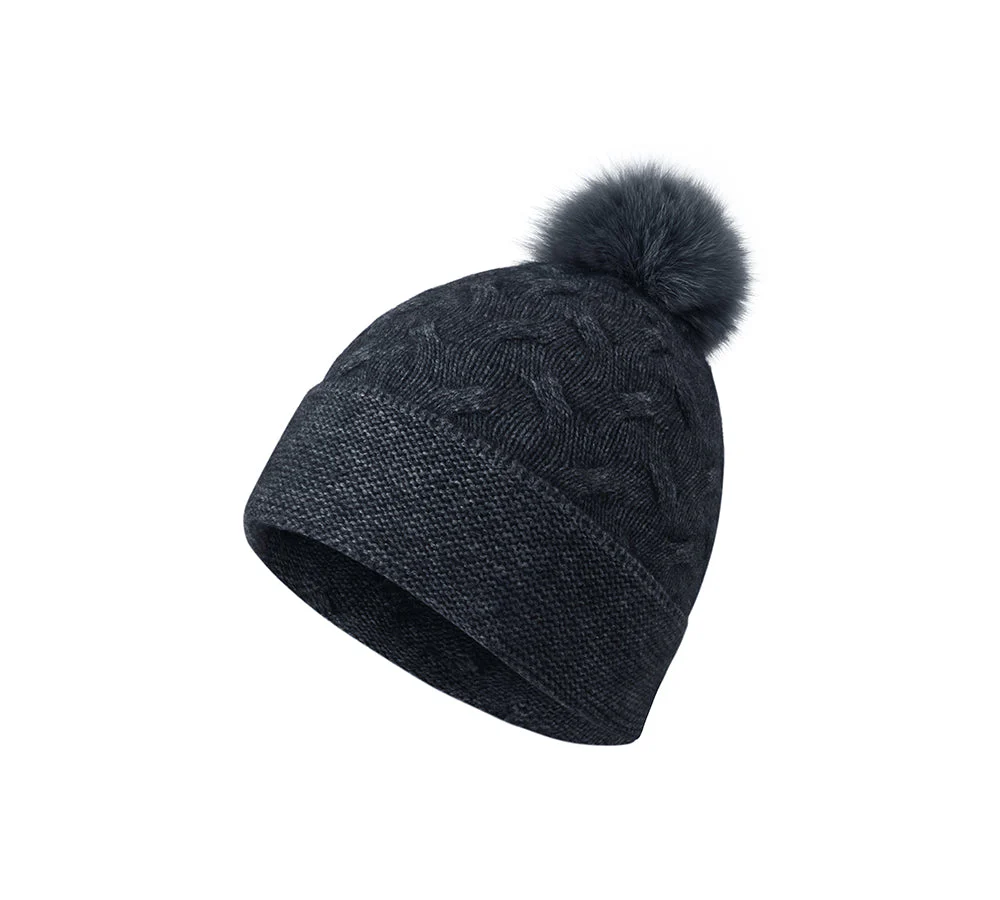 Wool Cashmere Blend Pom Pom Beanie Taffie - Image 19