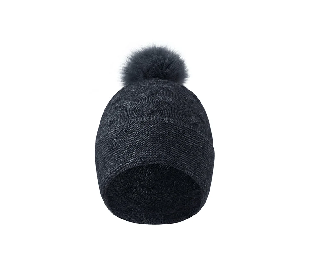 Wool Cashmere Blend Pom Pom Beanie Taffie - Image 20