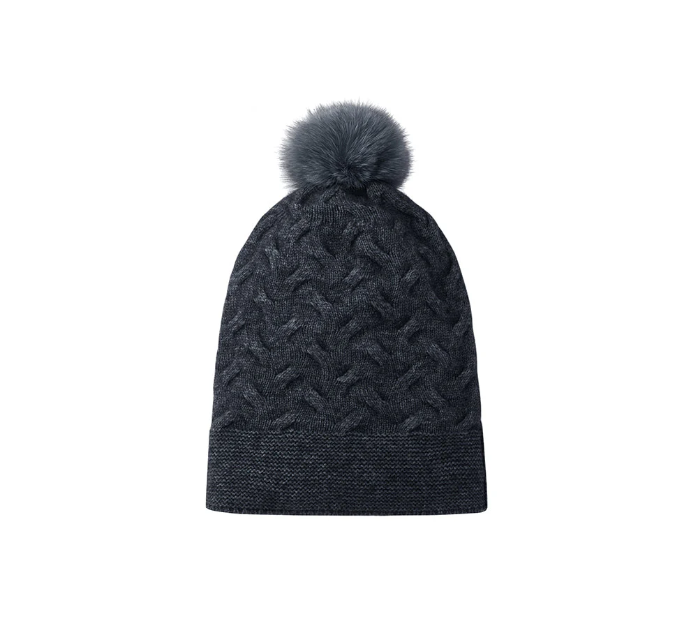 Wool Cashmere Blend Pom Pom Beanie Taffie - Image 21