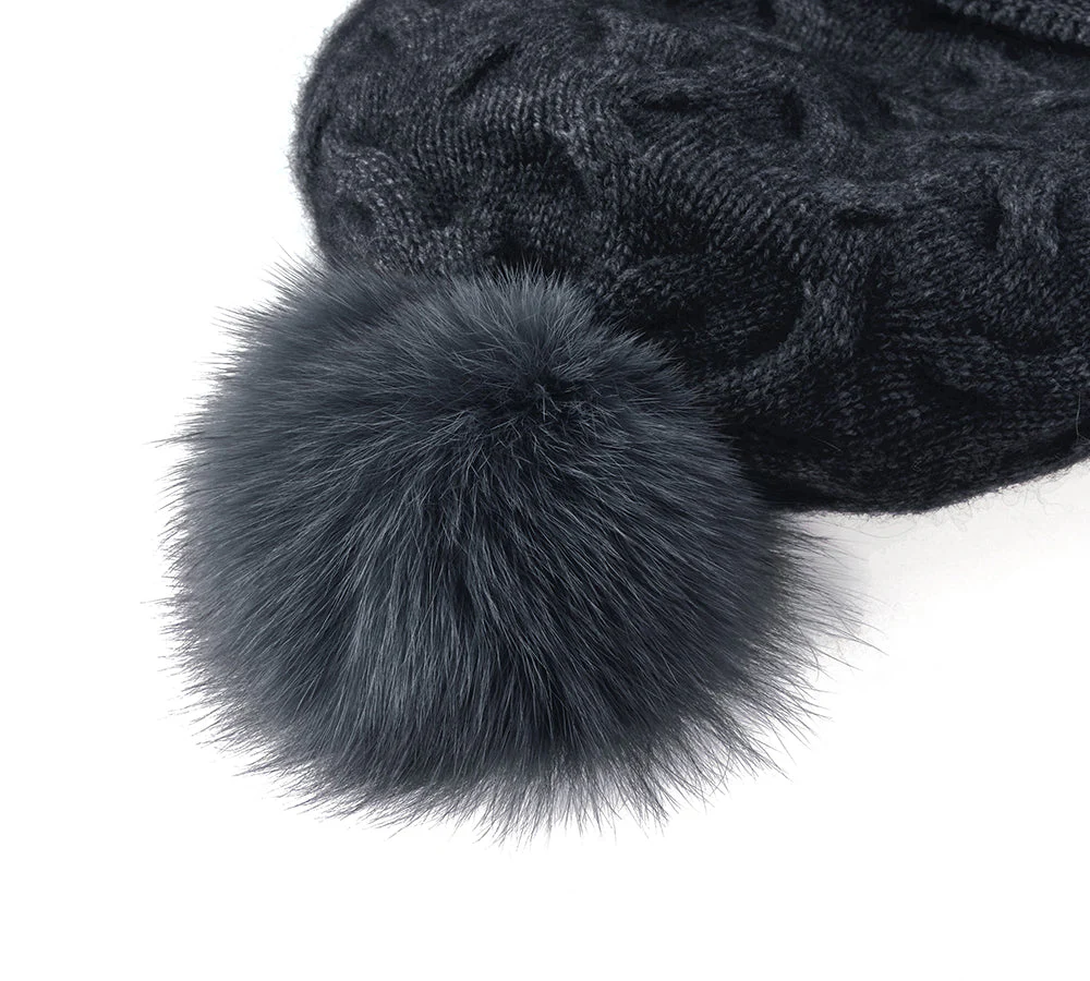 Wool Cashmere Blend Pom Pom Beanie Taffie - Image 22