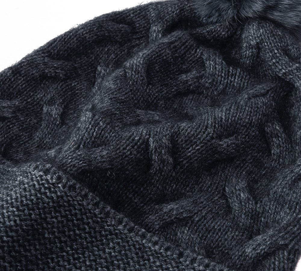 Wool Cashmere Blend Pom Pom Beanie Taffie - Image 23