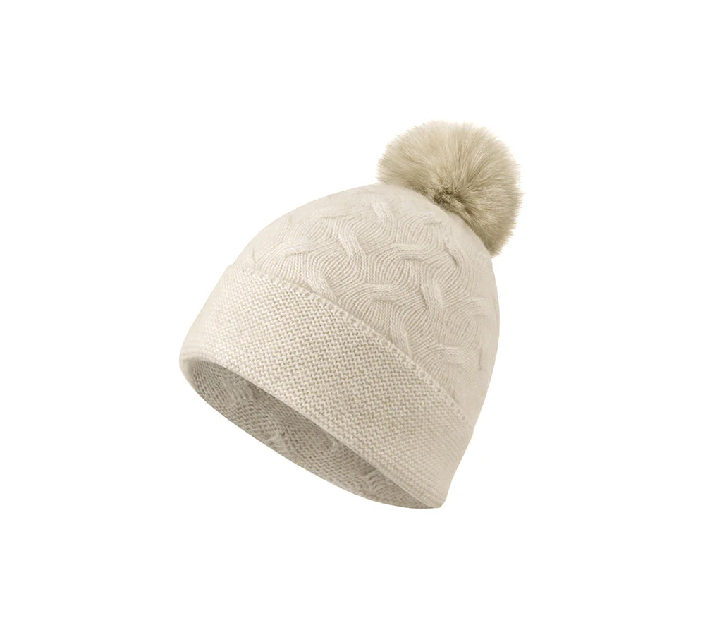 Wool Cashmere Blend Pom Pom Beanie Taffie - Image 3
