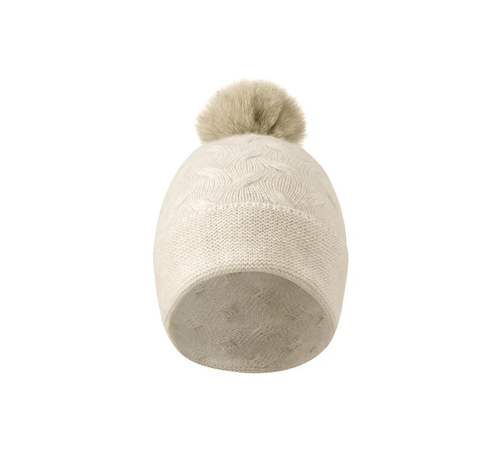 Wool Cashmere Blend Pom Pom Beanie Taffie - Image 4