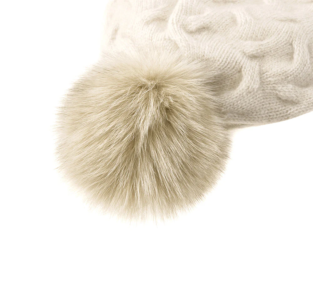 Wool Cashmere Blend Pom Pom Beanie Taffie - Image 6
