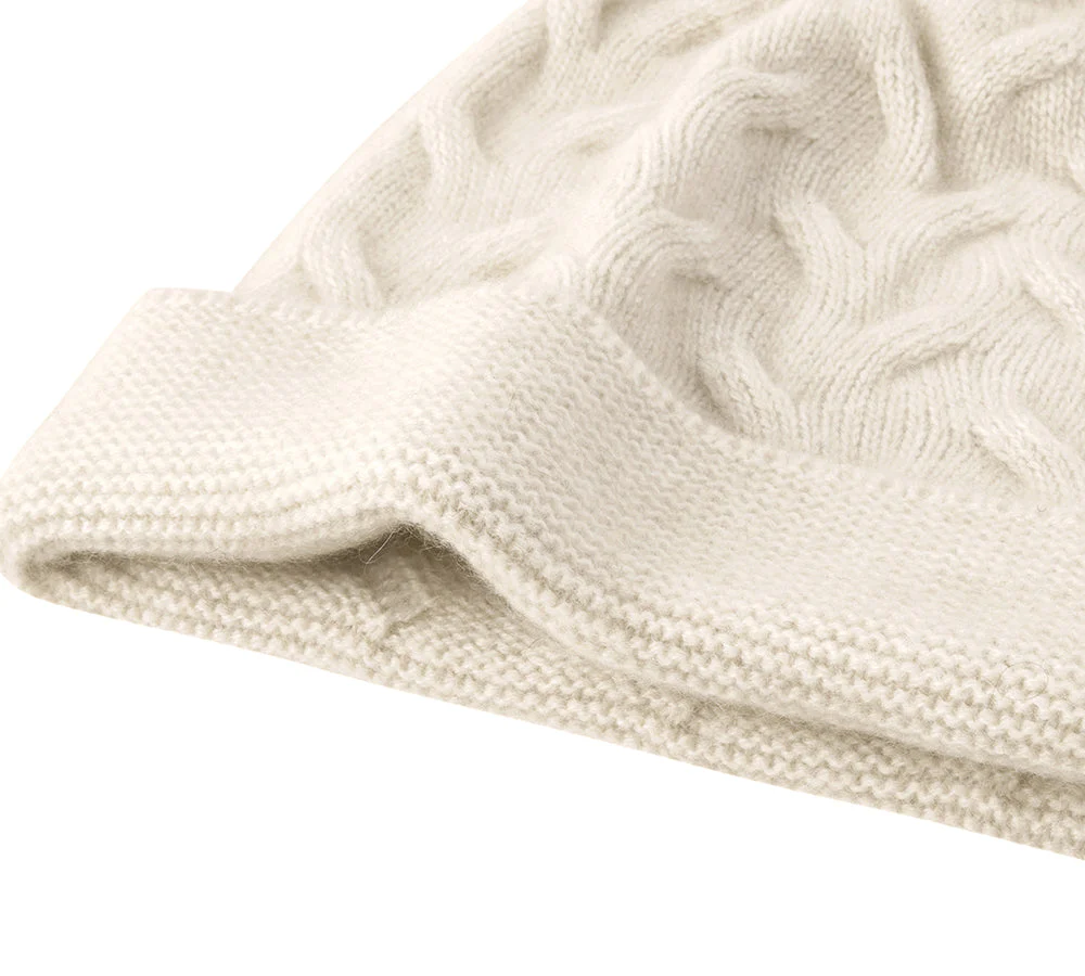 Wool Cashmere Blend Pom Pom Beanie Taffie - Image 7
